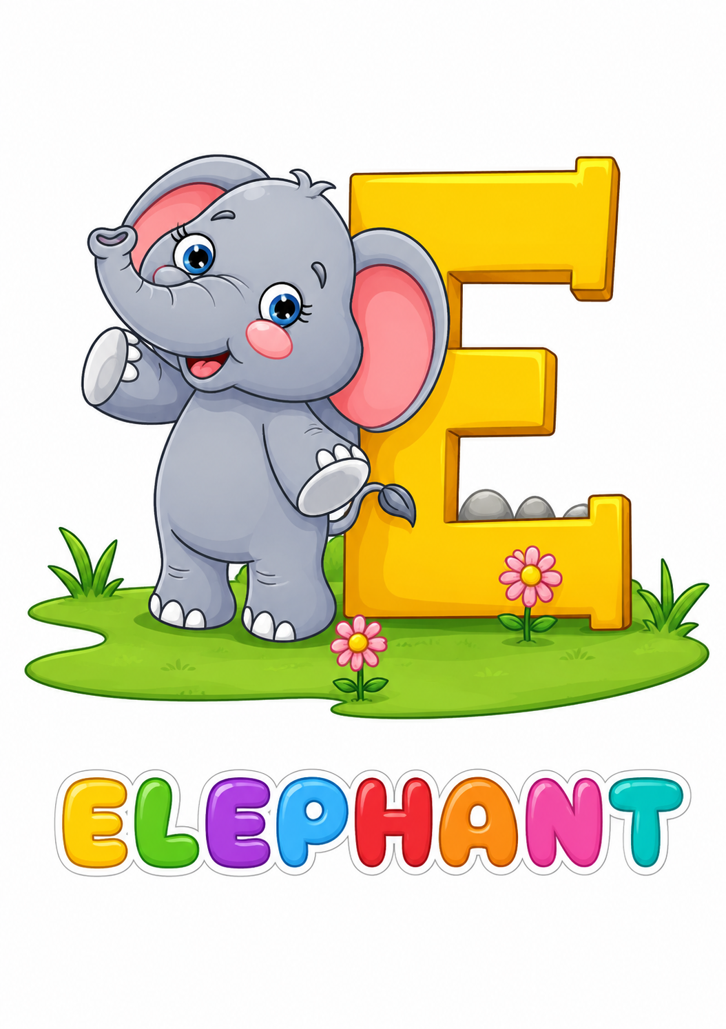 E is for Elephant for Alphabet Animals Coloring Book