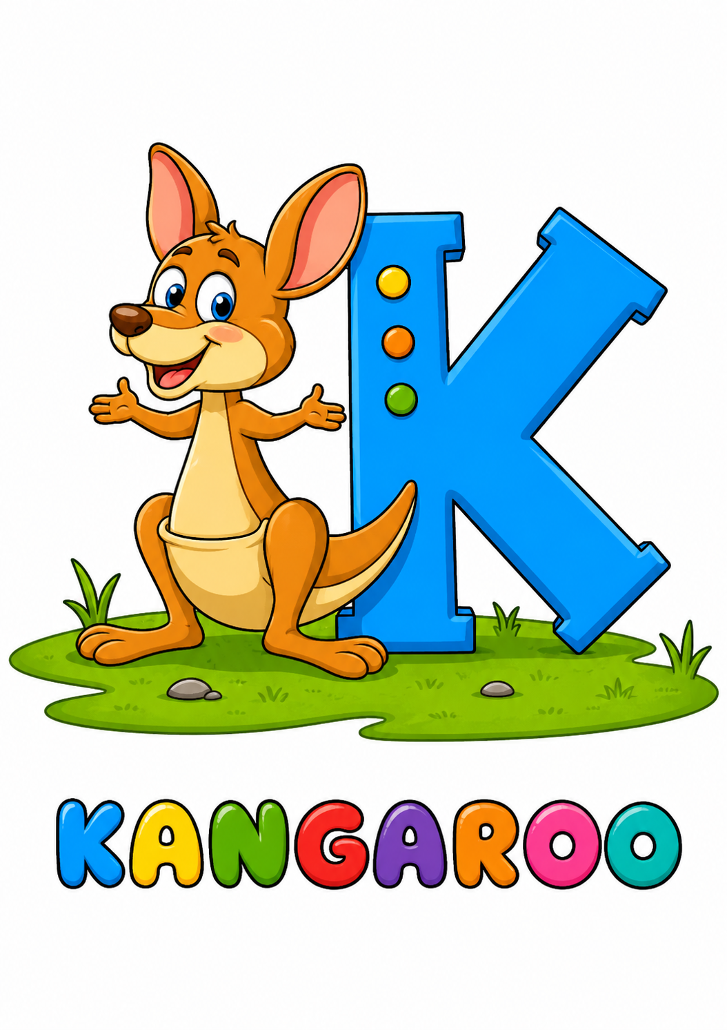 K is for Kangaroo from Alphabet Animals Coloring Book
