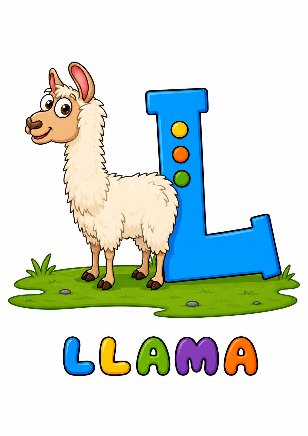 L is for Llama from Alphabet Animals Coloring Book