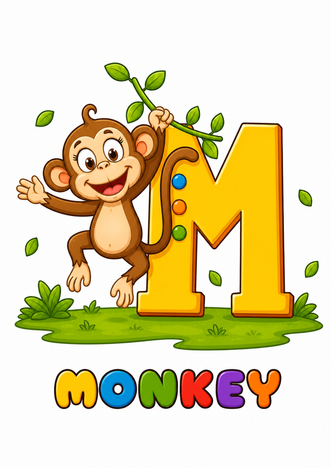 M is for Monkey from Alphabet Animals Coloring Book