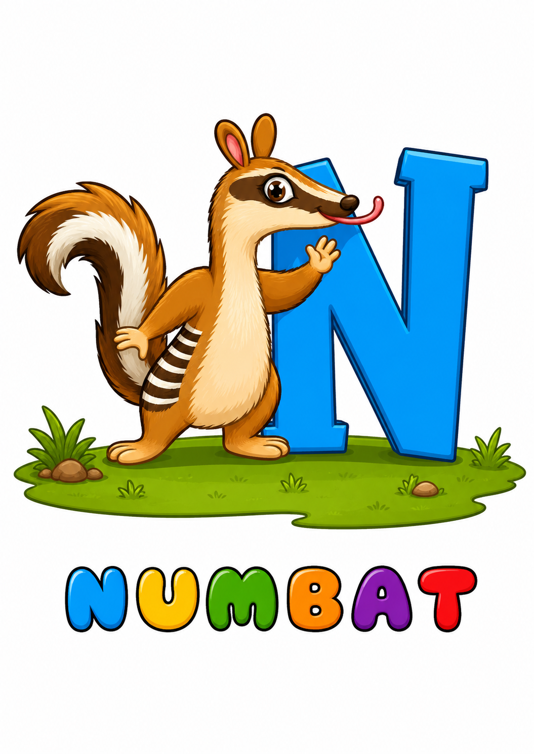 N is for Numbat from Alphabet Animals Coloring Book